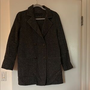 Zara Woman Gray Double-Breasted Coat